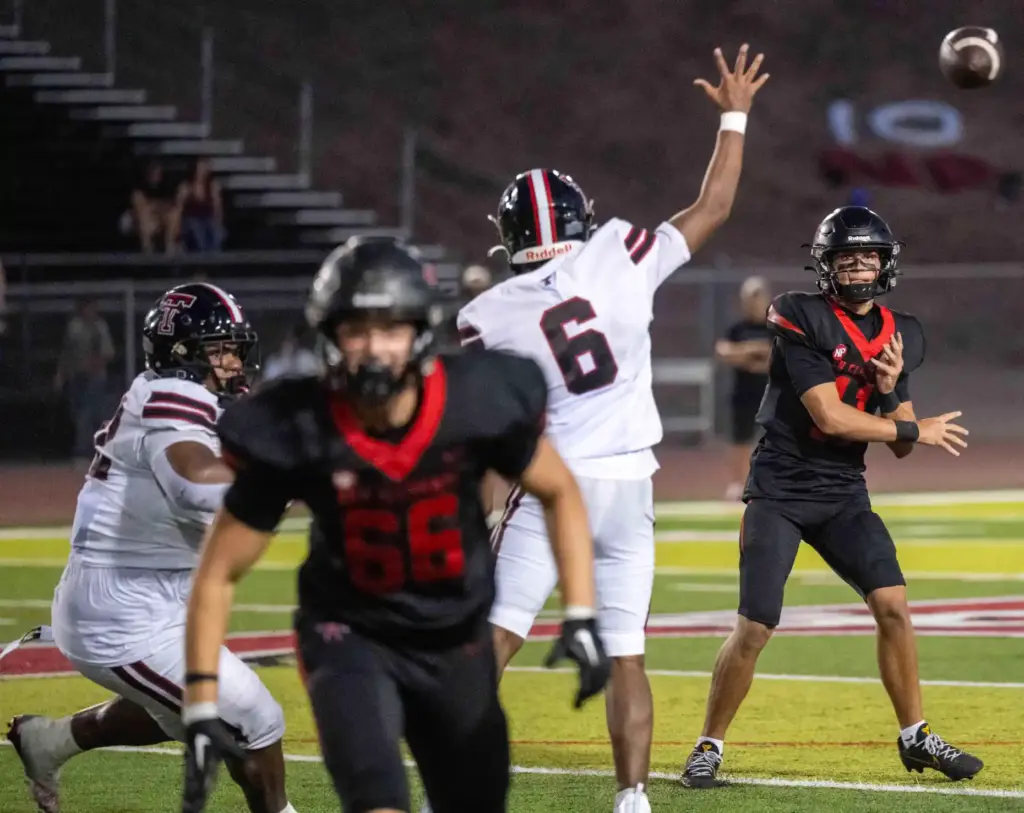 San Clemente quarterback Preston Beck (11) throws the ball during...