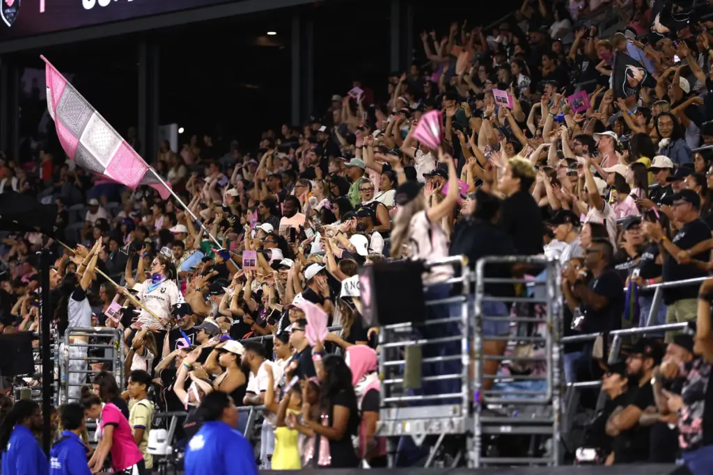 Angel City FC supporters cheer during the second half of...