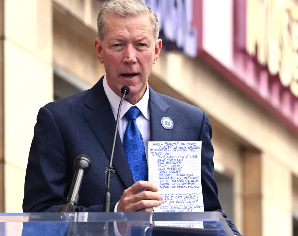 Los Angeles Dodgers great, Orel Hershiser shows off his notes...