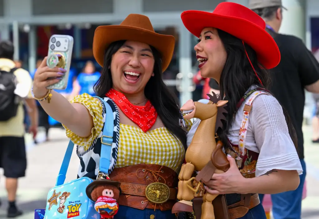 Eri Wei, dressed as Woody, and Savannah Wei, dress as...
