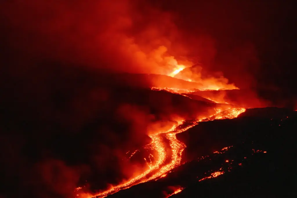 Eruptive activity continues on Mount Etna, where lava flows continue...