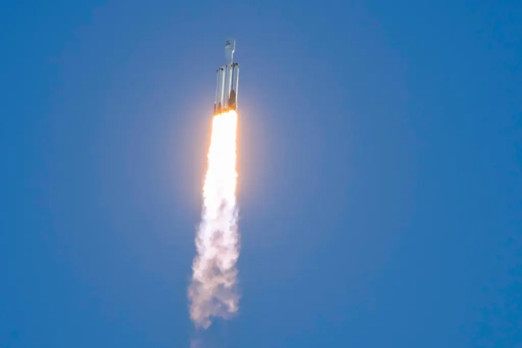 A SpaceX Falcon Heavy rocket with the space observatory Roman...