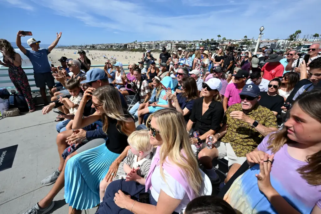 Families and friends attend the annual Manhattan Beach Open Walk...