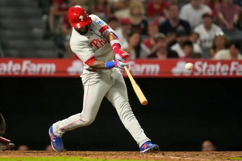 The Philadelphia Phillies’ Edmundo Sosa hits a pinch-hit, go-ahead grand...