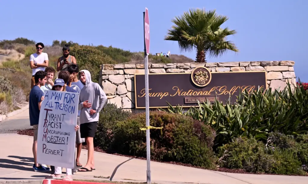 Pro Trump supporters in front of Trump National Golf Club...