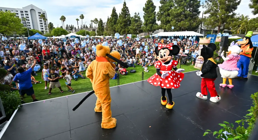 Disney characters perform Katrina during âHappiest Day in Anaheimâ at...