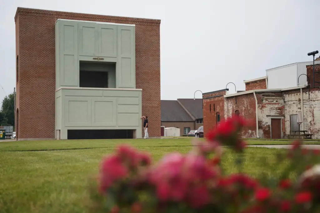 A 30-foot replica of a Hoosier cabinet stands in Nappanee, Indiana.