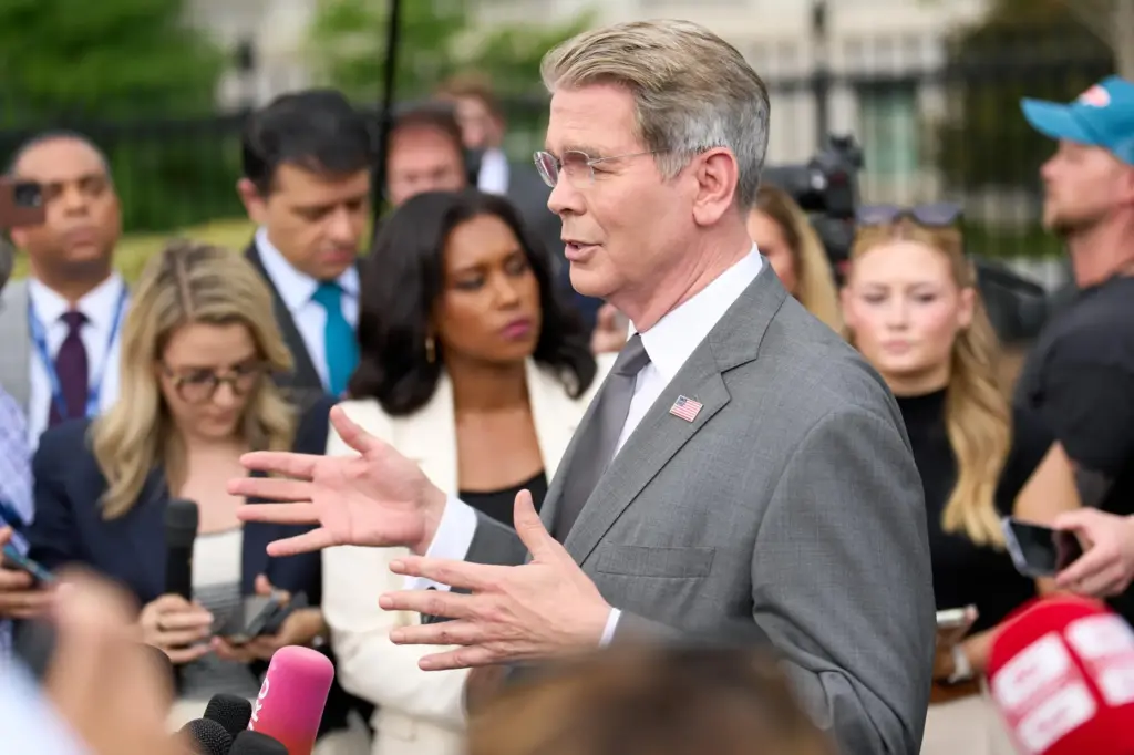 Treasury Secretary Scott Bessent speaks to members of the media...