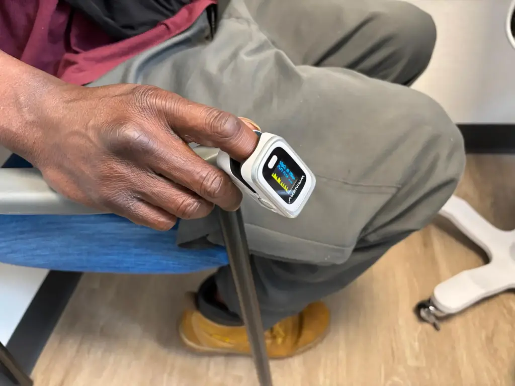Tywon Pugh has his pulse checked.