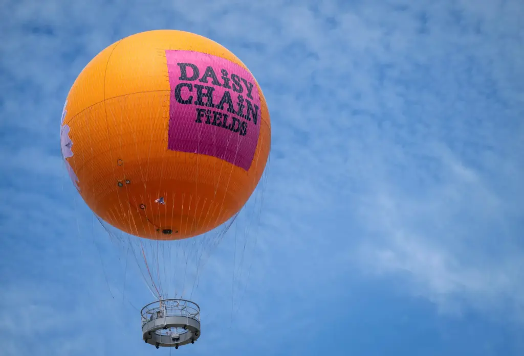 The Great Park Balloon, emblazoned with the Daisy Chains Fields...