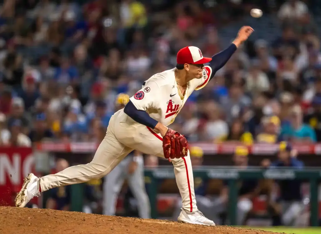 Angels pitcher Samy Natera Jr. (52) throws to home plate...