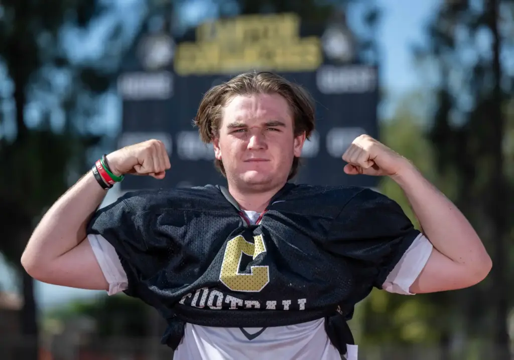 Gannon Berkson, Canyon High School center, in Anaheim on Wednesday,...