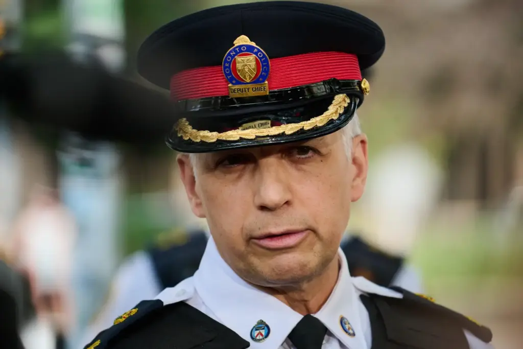 Toronto Police Deputy Chief Frank Barredo speaks to media after...