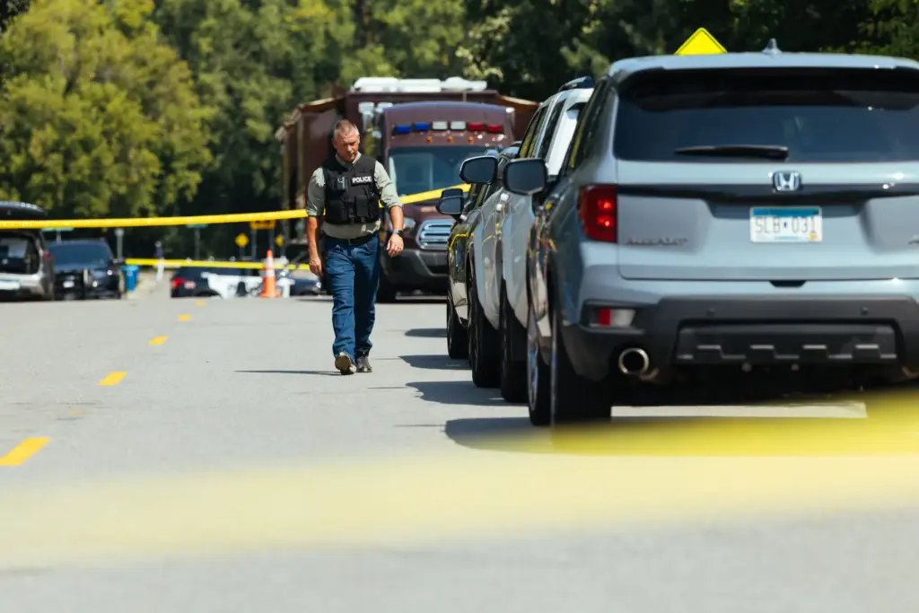 Law enforcement respond to a call at a home daycare,...