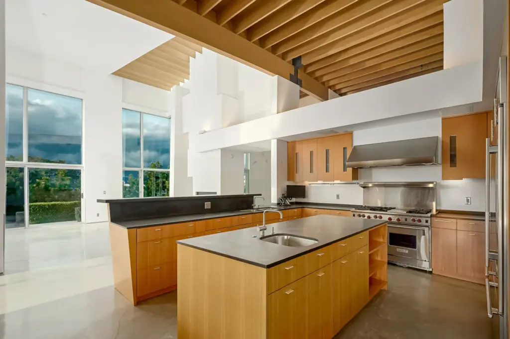 The custom kitchen, specially designed for sushi master Kazunori Nozawa....