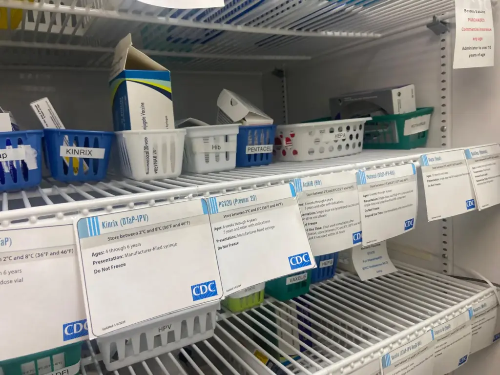 The storeroom of childhood vaccines at Amherst Pediatrics. (Karen Brown/New...