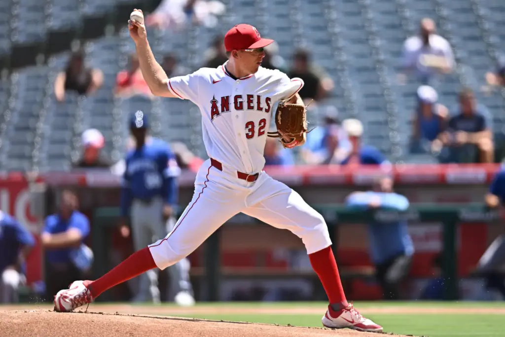 Angels pitcher Ryan Johnson delivers during the first inning of...