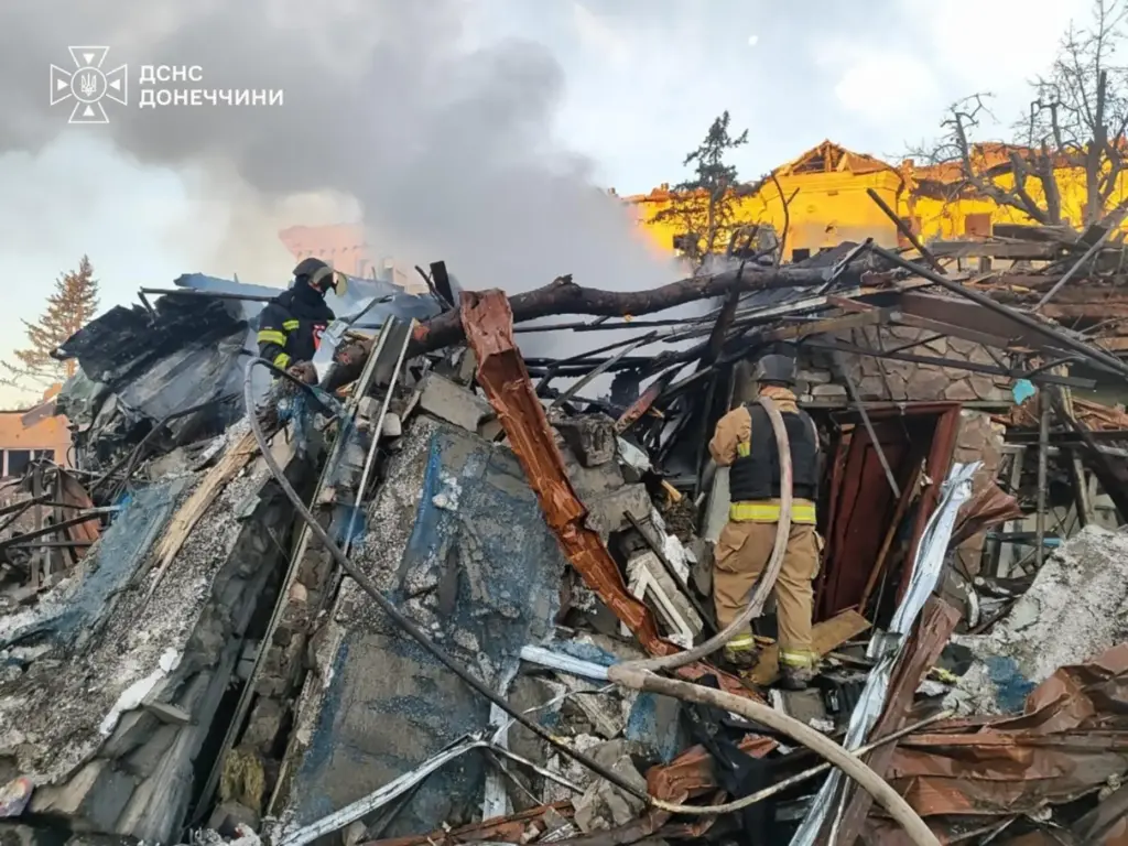 In this photo provided by the Ukrainian Emergency Service, emergency...