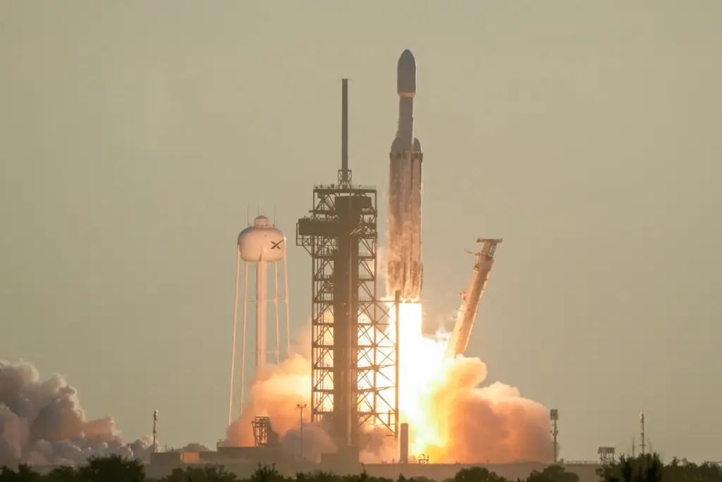 A SpaceX Falcon Heavy rocket with the space observatory Roman...