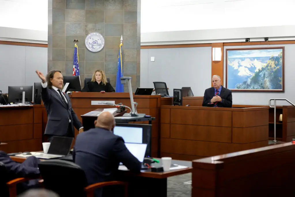 Michael Sanft, attorney for Duane Davis asks a question to Garry Dale.