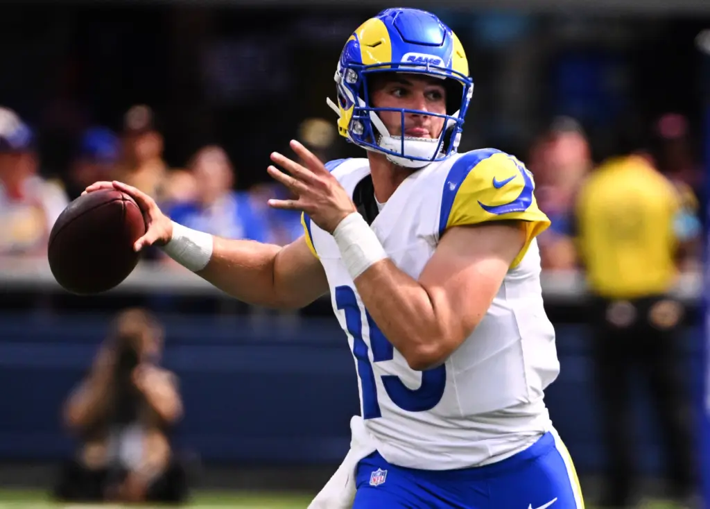 Rams quarterback Ty Simpson (15) passes against the New Orleans...