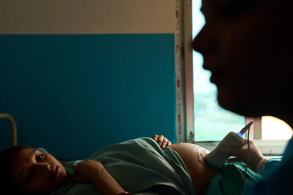 Anita Gupta, 20, receives an ultrasound in Gaur, Nepal.