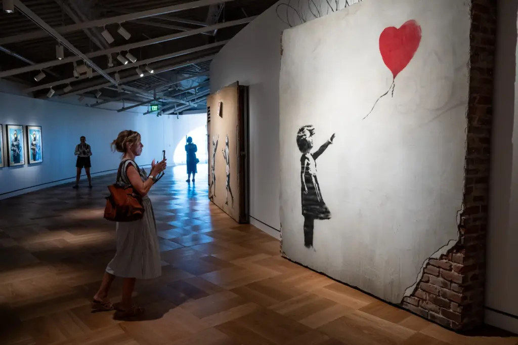 Banksy on display at the Lucas Museum of Narrative Art...