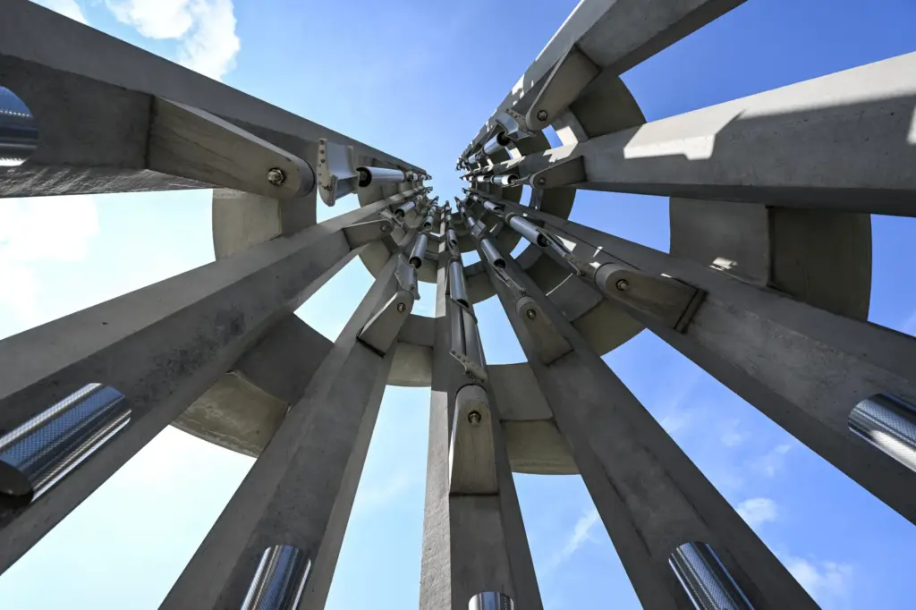 The Tower of Voices, a 93-foot-tall monumental tower holding 40...
