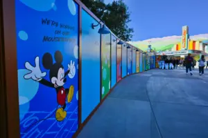 Disneyland warns visitors about construction walls and temporary walkways at entrances