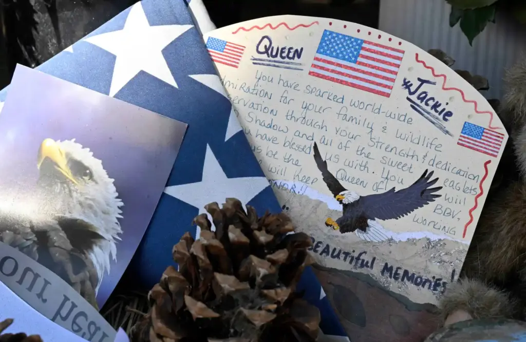 Items and messages left at a memorial for Big Bear...