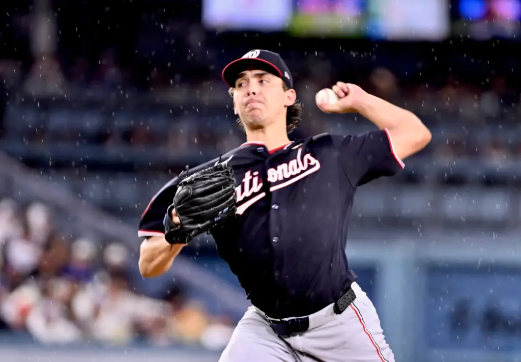 Washington Nationals starting pitcher Andrew Alvarez delivers a pitch against...