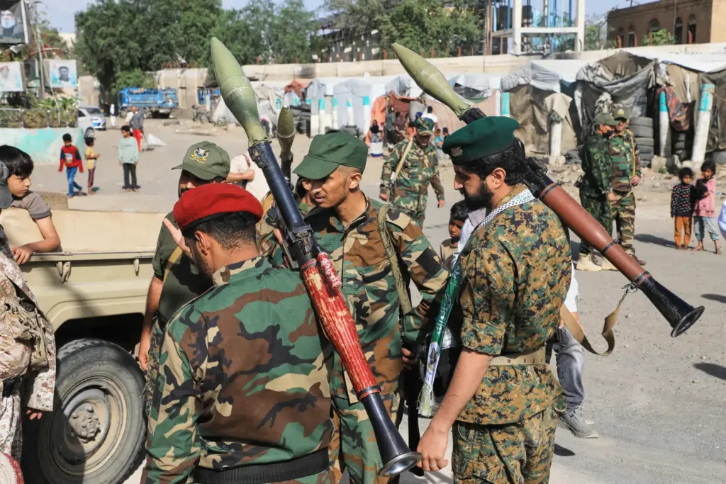Yemen's Houthi rebels gather during a mobilization campaign in Sanaa.