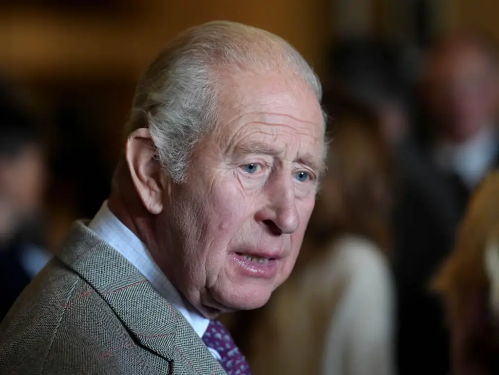 Britain's King Charles III gestures at The King's Foundation's Harmony in Food and Farming Summit.