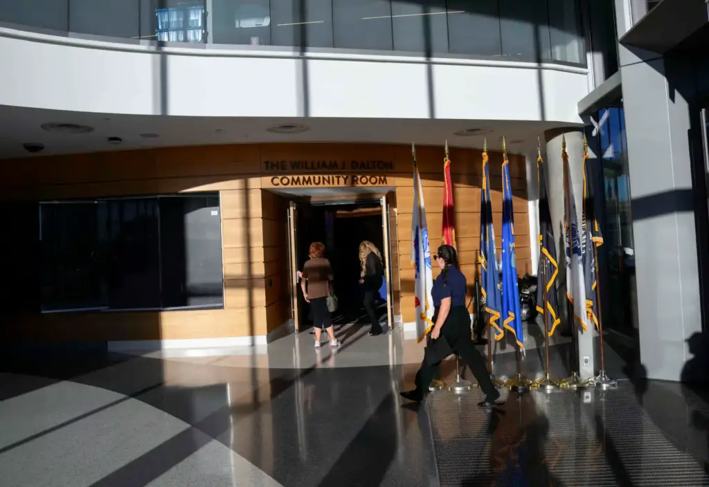 The lobby of the new Garden Grove Public Safety Facility...
