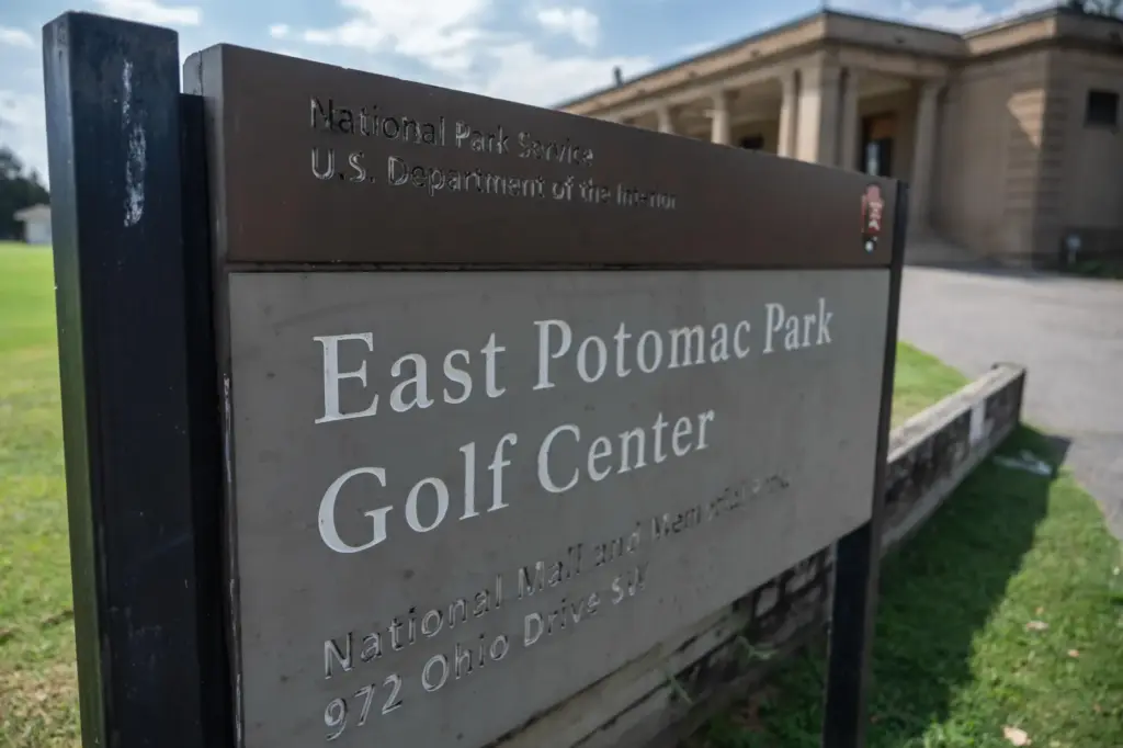 The main sign for East Potomac Park Golf Course is...