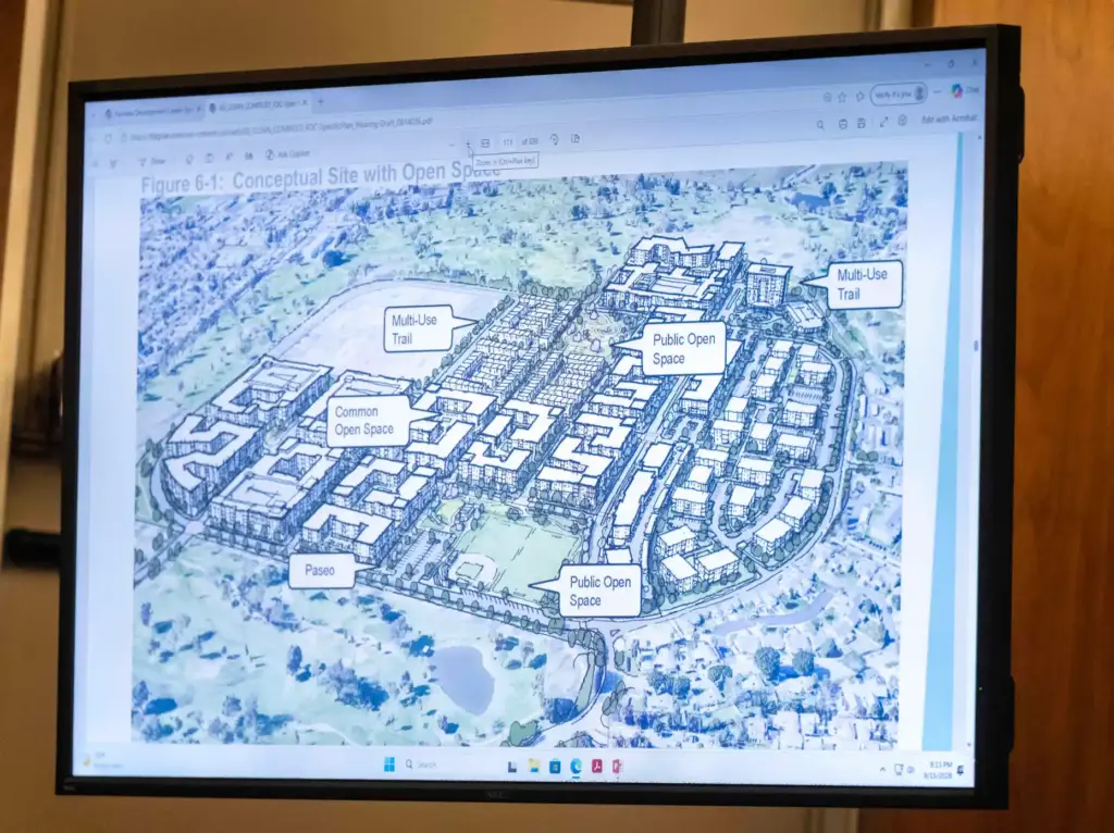 A conceptual map on a screen in the Costa Mesa...