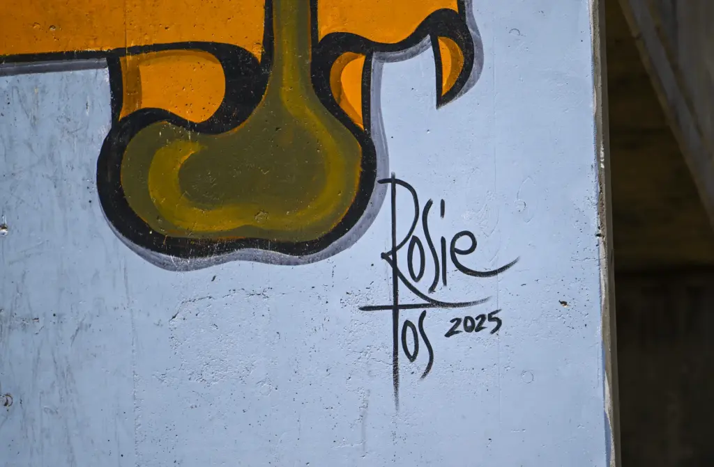 Muralist Rosie Tosâ signature on the burn tower that adorns...