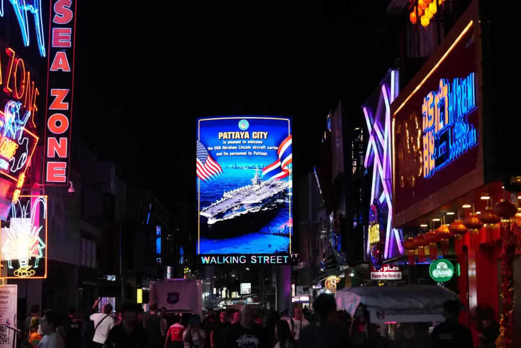 Billboard display at Walking Street in Pattaya, Thailand.