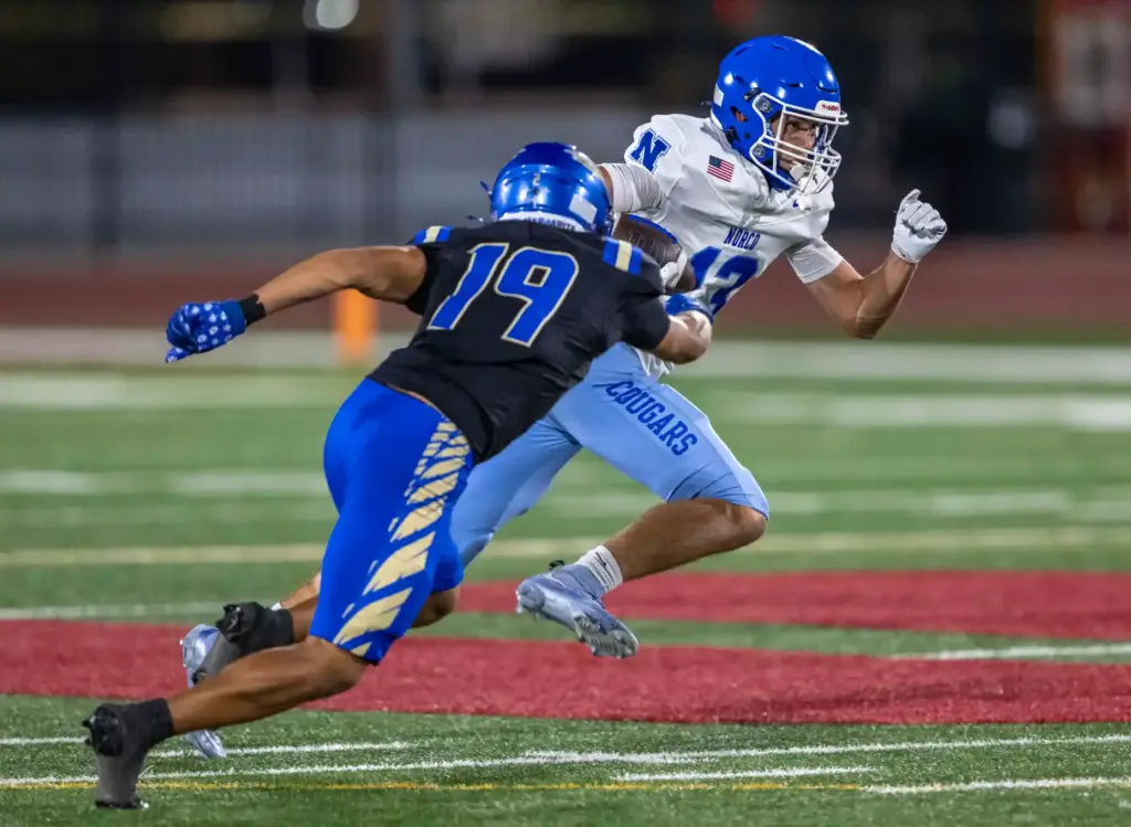 Norco wide receiver Konnor Calderon (13) carries the ball during...