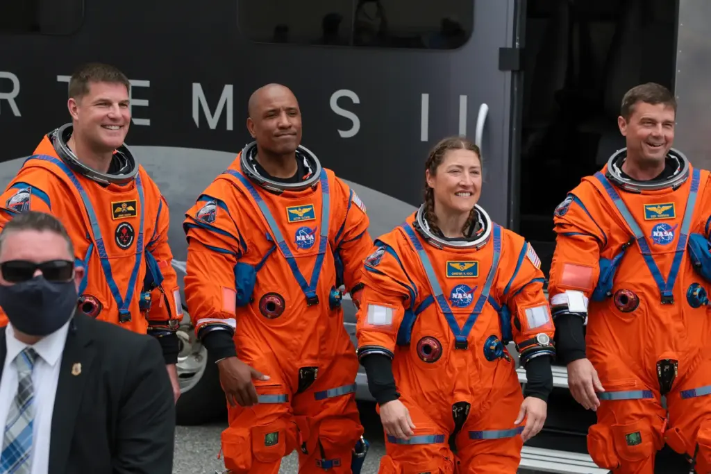 (L-R) Mission specialist Jeremy Hansen of CSA (Canadian Space Agency),...