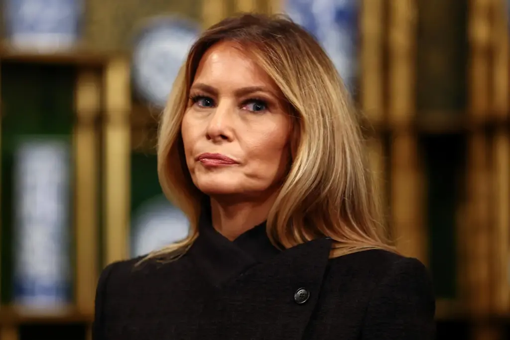First lady Melania Trump arrives to a visit with first...