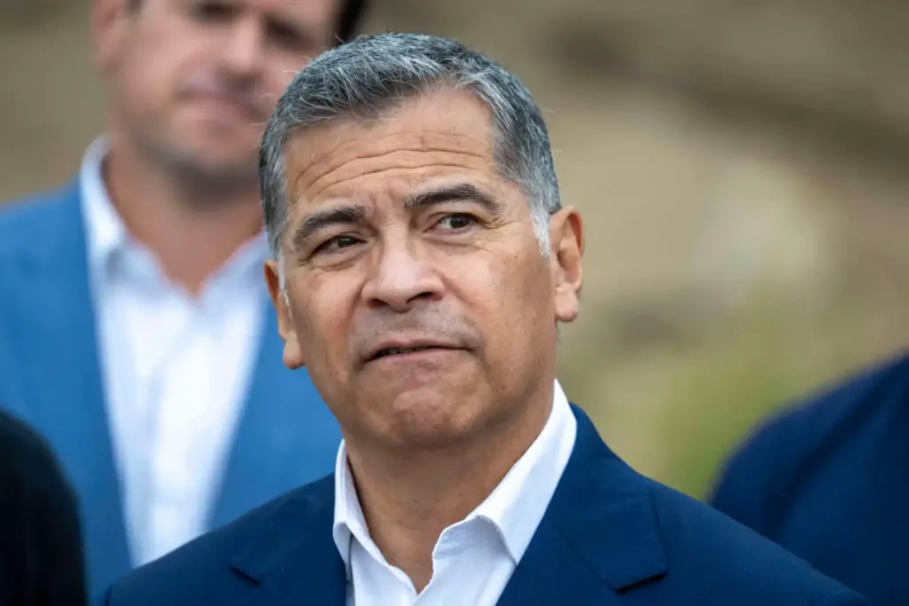 California gubernatorial candidate Xavier Becerra speaks during a press conference...