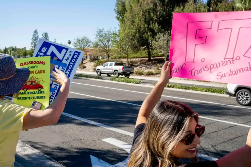 Maureen Kinney and Riley Miller of the Saddleback Valley Unified...