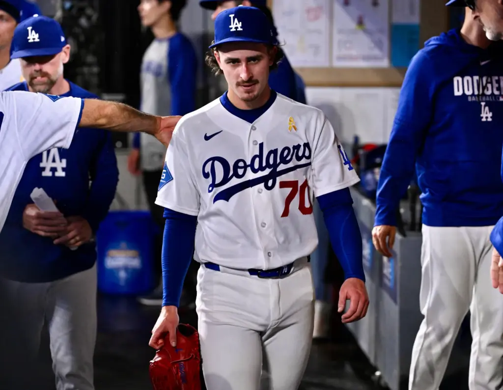 Dodgers starting pitcher Justin Wrobleski is removed from the game...