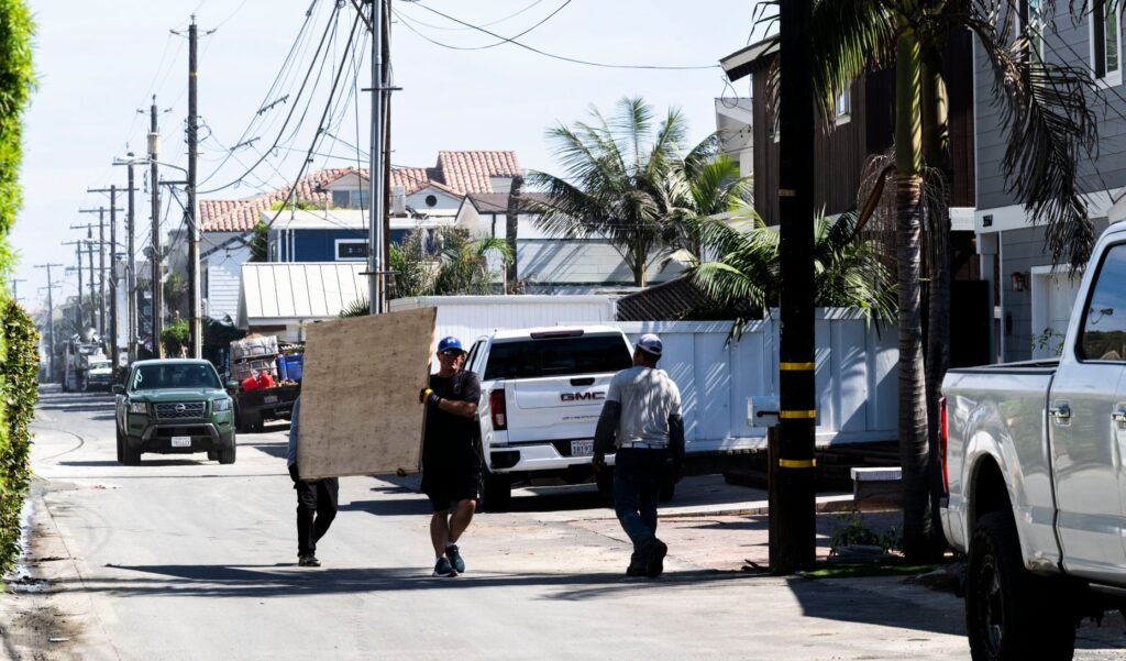 Work continues along Beach Road in Dana Point on Thursday,...