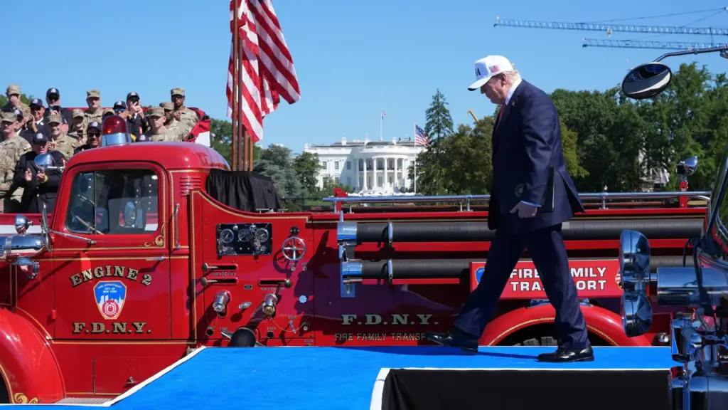 President Donald Trump arrives to speak during the Tunnel to...