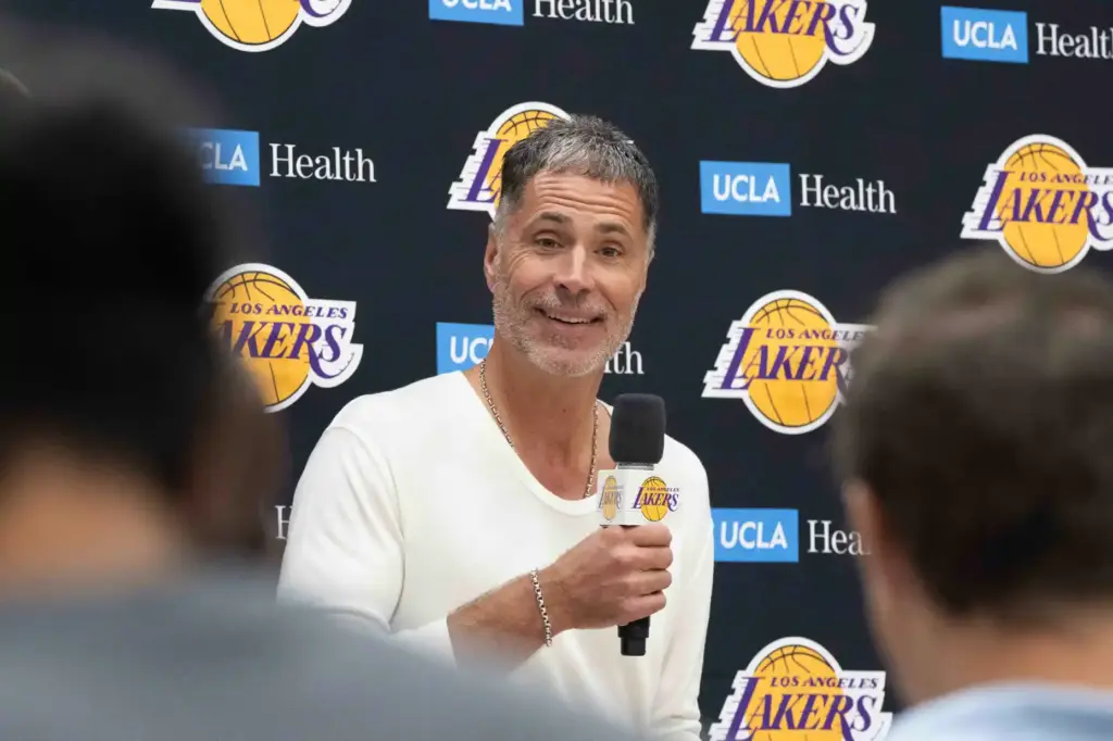 Lakers president of basketball operations and general manager Rob Pelinka...