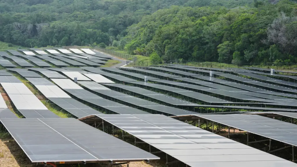 A solar farm on the island of Babeldoab in Koror, Palau.