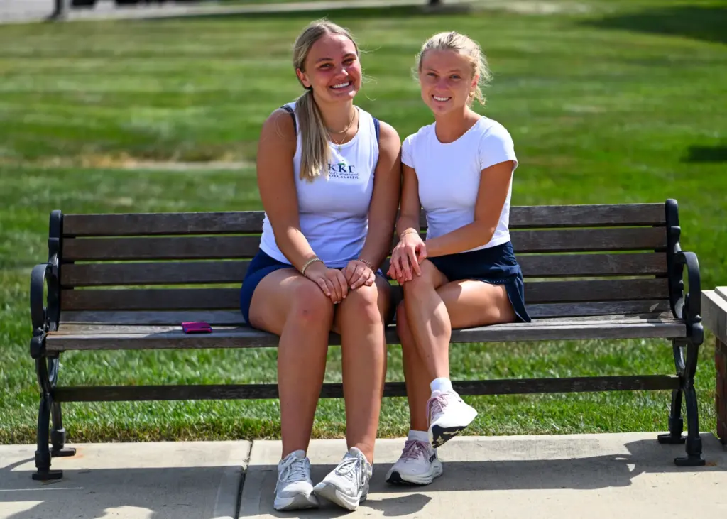 Miami University students Anna Rasmusson, left, and Katie VandeWyngearde, both...