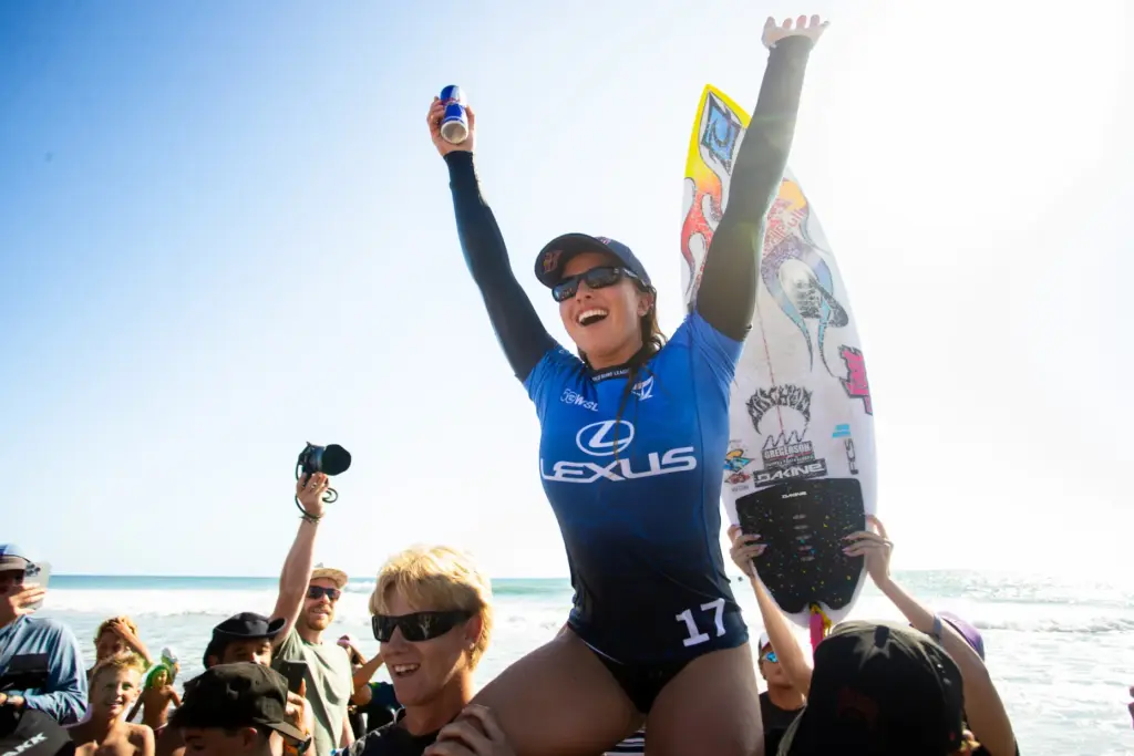 Erin Brooks of Canada after winning the Lexus Trestles Pro...